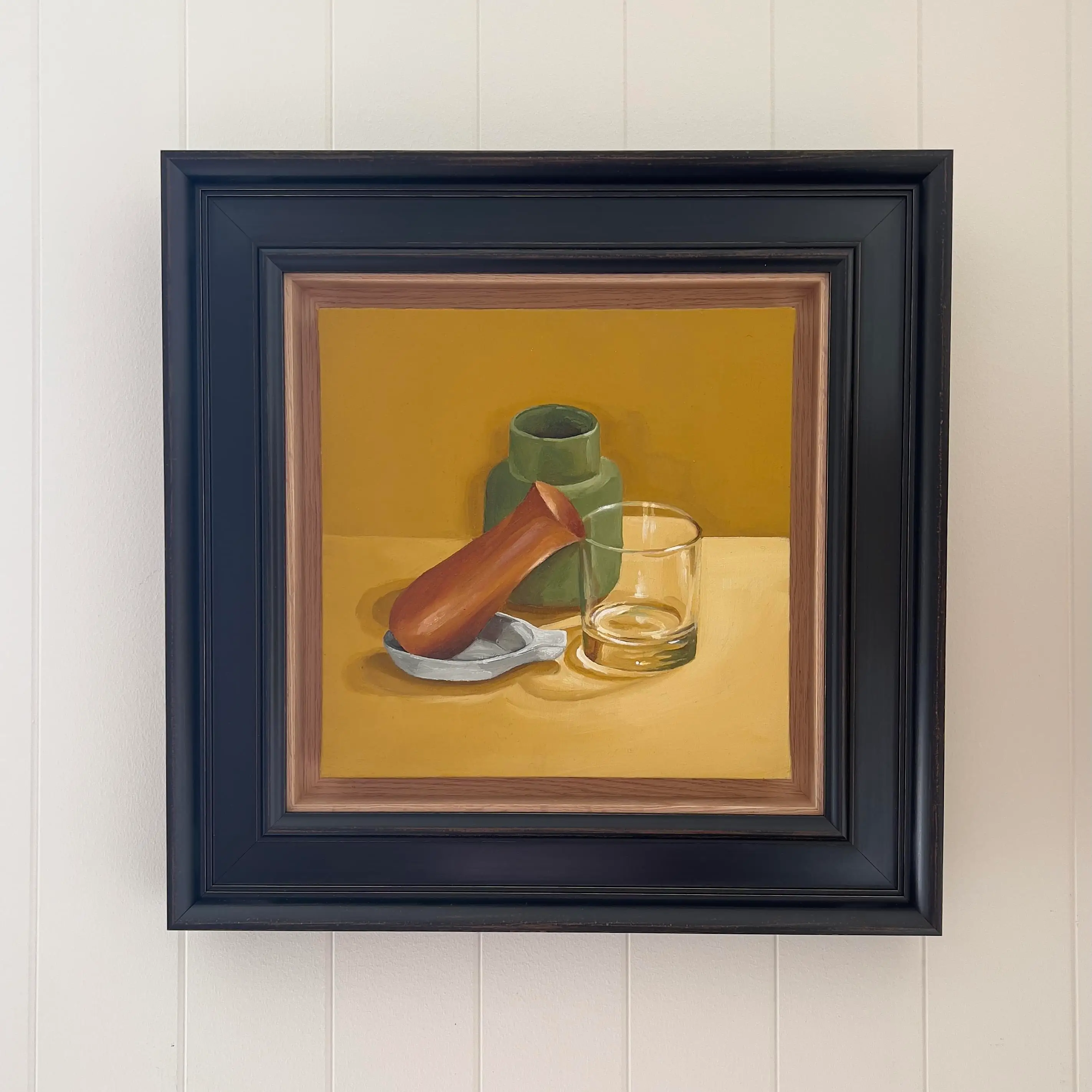 MINNIE TAYLOR yellow ochre green vase