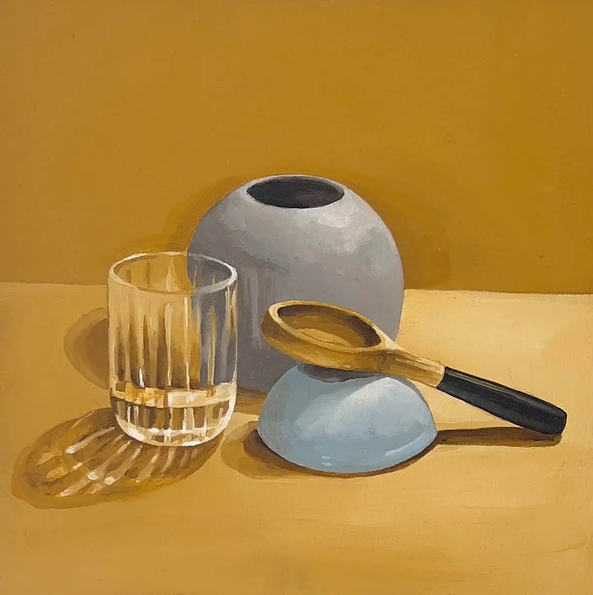 MINNIE TAYLOR yellow ochre.grey ball vase