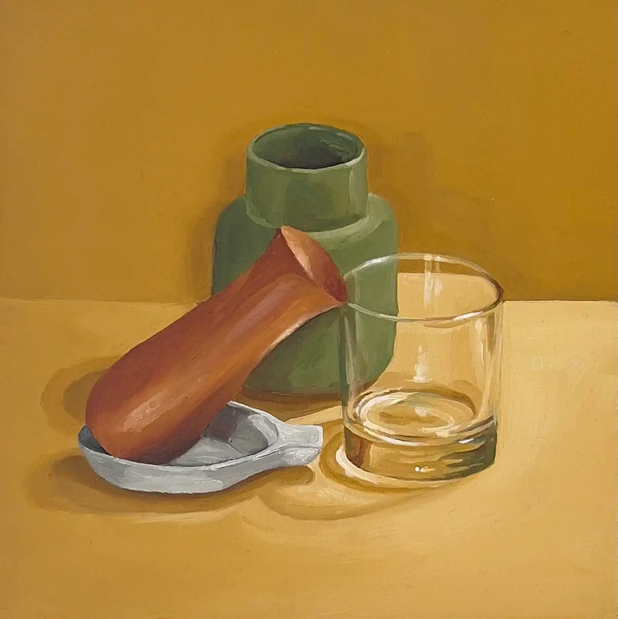 MINNIE TAYLOR yellow ochre.green jar